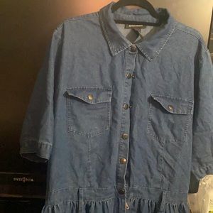 Denim dress snap closure top/zip bottom